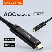 CABLETIME 10Gbps USB C Cable AOC Date Cable 5M/10M/15M USB 3.2 Zinc Alloy Long Cable USB C Fiber Optical Date Cable for Medical