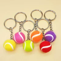 Sports Keychain Set - 6-Color Metal Tennis Ball Pendants, Silver-Tone Keyrings for Car & Bag Gift