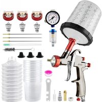R500 LVLP Spray Gun with Adapter and Mix Tank Car Repair Paint Spray Guns 1.3/1.7/2.0mm Nozzle for Painting Water Air Spray Gun