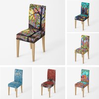 Home chair cover Oil painting style kitchen chairs Coversadjustable dining elastic fabricchairs covers chair cover for wedding
