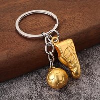 Silver/Gold Football Shoe & Football Keychain, Zinc Alloy Material, Sports Accessory, Fan Gift for Men and Women