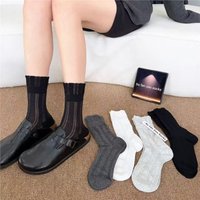 Dreamlikelin 1 Pairs/4pairs SocksWomen's Mid-Calf Hollow Mesh Socks Summer Breathable Solid Casual Thin Loose Socks