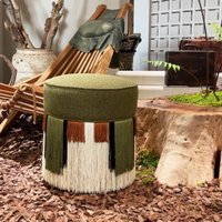 Designer Vintage Tassel Accent Stool Mid-Century Velvet Vanity Bench Luxury Round Ottoman for Entryway Boudoir Makeup Seats