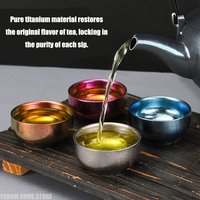 Titanium Cup Pure Titanium Tea Cup 50ml Outdoor Camping Portable Tea Set Portable Storage Double Layer Anti Scalding Lightweight