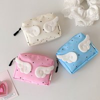 Creative Wings Coin Purses Mini Polka Dot Earphone Bag Multifunctional Large Capacity Makeup Bag for Women Girls