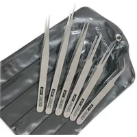 6pcs Set of Stainless Steel Tweezers with Succulent Green Plants DIY Elbow Small Tweezers Repair Tool