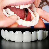 2 Sets Cosmetic Fake Teeth Kit, 2 Upper & 2 Lower Veneers With Brush & Storage Box, Removable Dental Accessory For Men Women