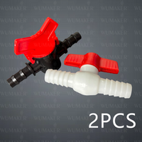 2Pcs Barbed Ball Valve In-Line Ball Valve Shut-Off Switch with Hose Barb Connector for Drip Irrigation Aquarium Garden Plastics