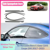 Window Frame Strips Trim for Mercedes-Benz C Class C205 Coupe 200 2017~2023 Cover Black Stainless Steel Car Styling Accessories