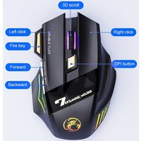 IMICE GW-X7 Wireless Gaming Mouse, 3200DPI Dual-Mode, 7 Programmable Keys, RGB Backlit Rechargeable