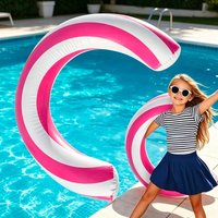 1PC New Striped U-Shaped Water Inflatable Swimming Ring Arch Shape Design Swimming Pool Float Summer Beach & Pool Essential Toys