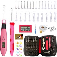 24 Sizes Crochet Hook Set with LED Light and Stitch&Row Counter Digital Ergonomic Handle Knitting Kit DIY Tool for Beginner new