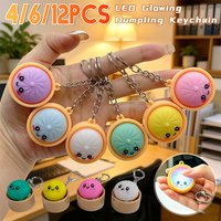 4/6/12PCS 3D Printed Dumpling Keyboard Keychain Fidget Toy Decompression Keyboard Clicker Toys Stress Relief Clicker Button Gift