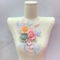1 Pc Mix Color Flower Rhinestone Embroidery Patches Fabric For Coat Bags Curtain Accessories DIY Sewing Repair
