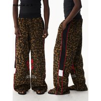 Mauroicardi Spring Long Colorful Leopard Print Wide Leg Pants Man Cool Luxury Designer Clothes Streetwear Loose Trousers 2026