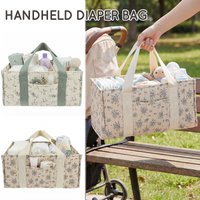 Foldable Diaper Caddy Organizer Floral Pattern Stylish Diaper Storage Basket With Handle Large Capacity Tote Bag for Nursery