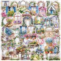 50PCS Transparent Garden Flower Wall Stickers Pack DIY Decor for Phone Case Scrapbook Luggage Cup BulingBulingStickers Store