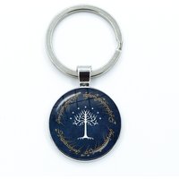 New Hot White Tree Gondor Keychain Lord Of The R Glass Dome KeyRing Bag Car Key Chain Ring Holder Charms Jewelry Gifts
