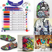 8pcs Waterproof Color Fabric Textile Marker Pen For T Shirt Shoes Clothes Wood Stone DIY Art Graffiti Drawing Painting