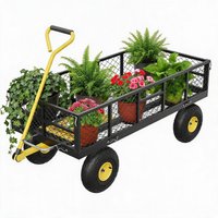 Chariot de jardin en acier robuste de 900 livres avec parois latérales amovibles, pneus pneumatiques de 10 pouces et inclinaison de 180 degrés. ° Poignée pivotante pour l'aménagement paysager de la