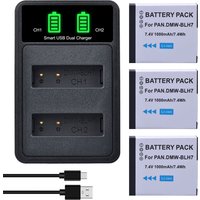 DMW-BLH7 DMW BLH7E BLH7PP Battery + LED Charger for Panasonic Lumix DC-GX850, DMC LX10 LX15 GM1 GM1K GM1KA GM1KS GM5 GM5KK