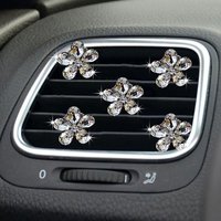 5PCS Cute Daisy Flower Air Vent Clip Sparkling Crystal Rhinestone Cute Vehicle Air Conditioning Clamp Car Interior Decoration