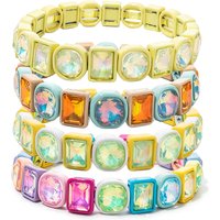 Colorful Enamel Crystal Beaded Enamel Bangle For Women Rainbow Color Zirconia Shiney Beaded Bracelets