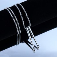 Men Stainless Steel Necklace Drumsticks Pendant for Rockers Jazz Band Drummers Music Festival Gift