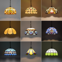 Vintage Pendant Lights Mediterranean Baroque Stained Glass Hanging Lamp Led Kitchen Lighting Fixtures Home Loft Decor
