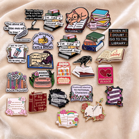 Cute Book Series Alphabet Enamel Pins Romantic Book Club Magic Flowers Library Card Badges Brooches Jewelry Gifts
