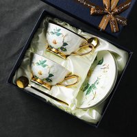 British Style High-grade Exquisite Gilded Bone Porcelain Coffee Cup Palace Style Tea Cups Household Kitchen Utensils 220ml