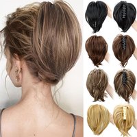 Synthetic 8Inch Short Ponytail Hair Extension Claw Clip Messy Bun Hair Piece Easy to Wear Updo Hair Accessory for Daily Party