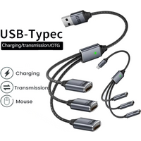 NNBILI 3 in 1 USB A/Type C Splitter HUB Expansion Cord Multi Port Expander Charger Adapter OTG Type C Charging For Phone Cable