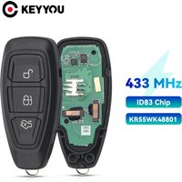 KEYYOU For Ford Focus C-Max Mondeo Kuga Fiesta B-Max Smart Remote Car Key 433/434Mhz 4D63 ID83 80Bit Chip KR55WK48801