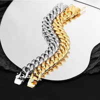 6/8/10/12/14/16mm Gold Color Stainless Steel Curb Cuban Link Chain Bracelet Bangle Jewelry 7-10inch Gift for Men Women