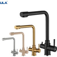 Robinet de cuisine filtré ULA, or, purificateur, double pulvérisateur, mélangeur d'eau potable, buse de robinet, mélangeur d'évier de cuisine en laiton Torneira