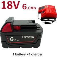 NEW 18V For Milwaukee M18 M18B6 18V XC 6000mAh Li-ion Battery 48-11-1860 /Charger rechargeable battery