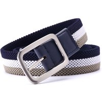 Ceinture élastique tressée double face pour homme, accessoires de mode de qualité supérieure, tissu commandé, cuir de golf, structure argentée, 2023