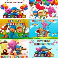 Cartoon-Pocoyoed Theme Children's Birthday Party Decoration Supplies Girls Boys Baby Shower Background Banner Photo Props Gift