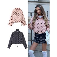 HH Womens Trendy Polka Dot Coat Oversized Jackets Streetwear Fashion Beach Vacation Spring Casual Holiday Vintage Party Jacket