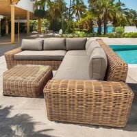 Factory Direct Sales High Quality Outdoor Garden Metal Frame Rattan Wicker L-shaped Garden Sofa Set