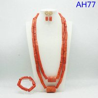 african fashion real coral beads jewlery set bridal gold planted jewelry set