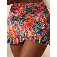 Women's Beach Bohemian Ruffle Floral Print Short Skirt