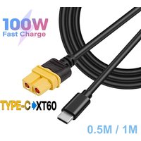 Type-C to XT60 Charging Cable USB-C to XT60 Female Adapter PD 100W for ToolkitRC Drone Model Energy Storage Power Charger Cords