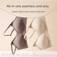 Women's bra, seamless underwear, large breasts, small breasts, gathering, thin semi-fixed cup, beautiful back bra, sexy