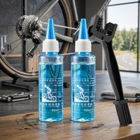 180ML Bike Chain Lube Kit with Cleaning Brush, Waxy Dry Lubricant for MTB Road Bike, Anti-Rust Oil for Drivetrain & Gear