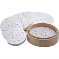 50/100pcs 7/8/9 Inch Air Fryer Round Air Fryer Paper Liners Disposable Baking Sheets Perforated Parchment Papers Steamer Mat