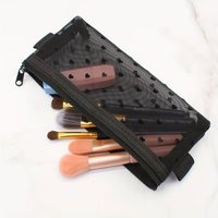 Fashionable Makeup Bag, Makeup Brush Storage Bag, Beauty Tool Storage Bag, Mesh Heart-Shaped Transparent Pencil Case