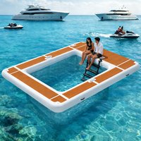 Stock PVC Inflatable Floating Pool 13x10ft | Yacht Inflatable Dock Platform with Safety Net | Sea Swimming Pool for Boat Yacht