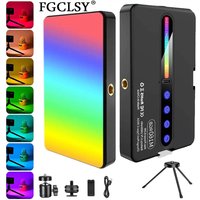LED RGB Camera Light Full Color Output Video Light Kit Dimmable 2700K-6500K Bi-Color Panel Light CRI 95+ Rechargeable 1800mAh